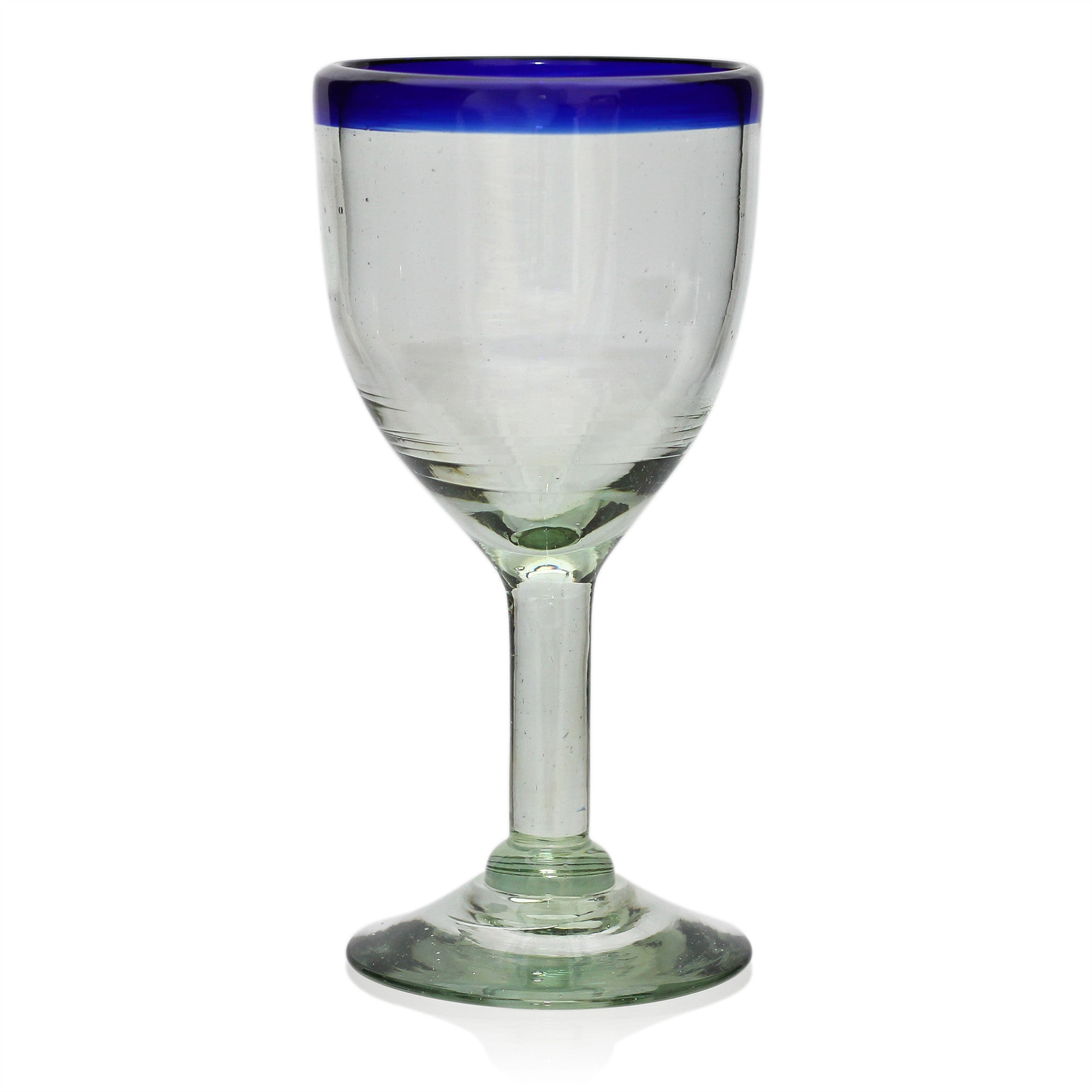 Blue Rim Wine Glass - Recycled Glass