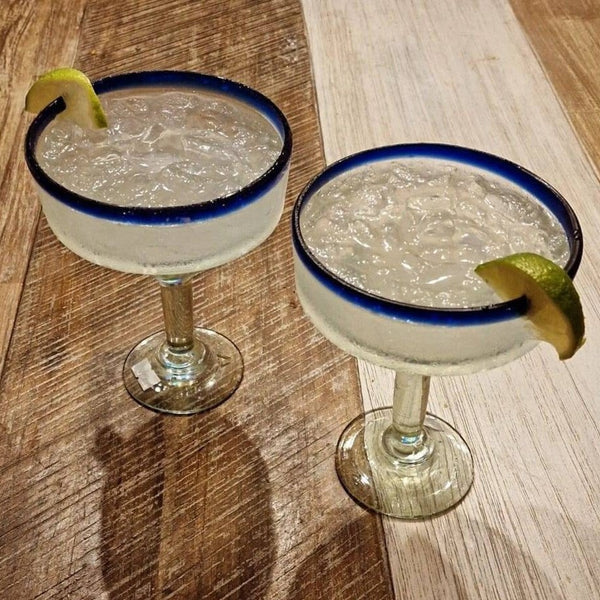 Blue Rim Margarita Glasses Twin Pack