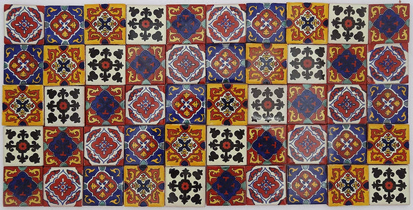 Pack of 50 Assorted Mexican Talavera Handmade 5cm Tiles: El Cuadrángulo