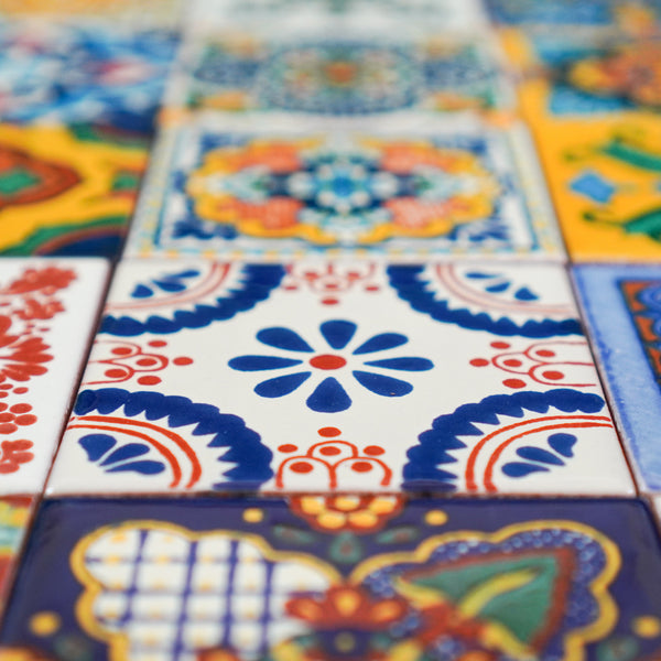 "Aleatorio" Tile Collection - 36 x 10.5cm Assorted Talavera Mexican Handmade Tiles