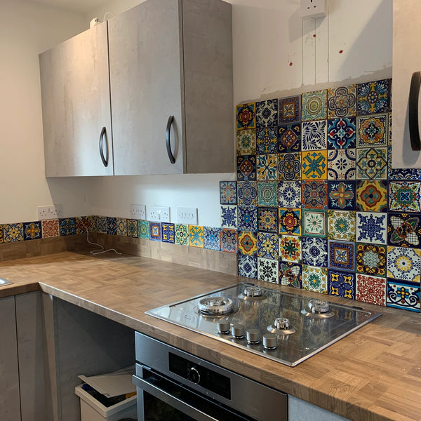 "Aleatorio" Tile Collection - 36 x 10.5cm Assorted Talavera Mexican Handmade Tiles