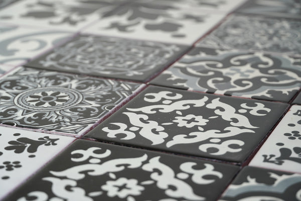 "Escala de grises" Tile Collection - 36 x 10.5cm Assorted Talavera Mexican Handmade Tiles