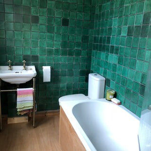 Customers Green Bathroom