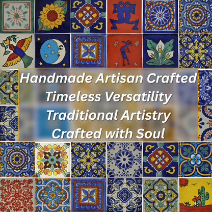 "Aleatorio" Tile Collection - 36 x 10.5cm Assorted Talavera Mexican Handmade Tiles