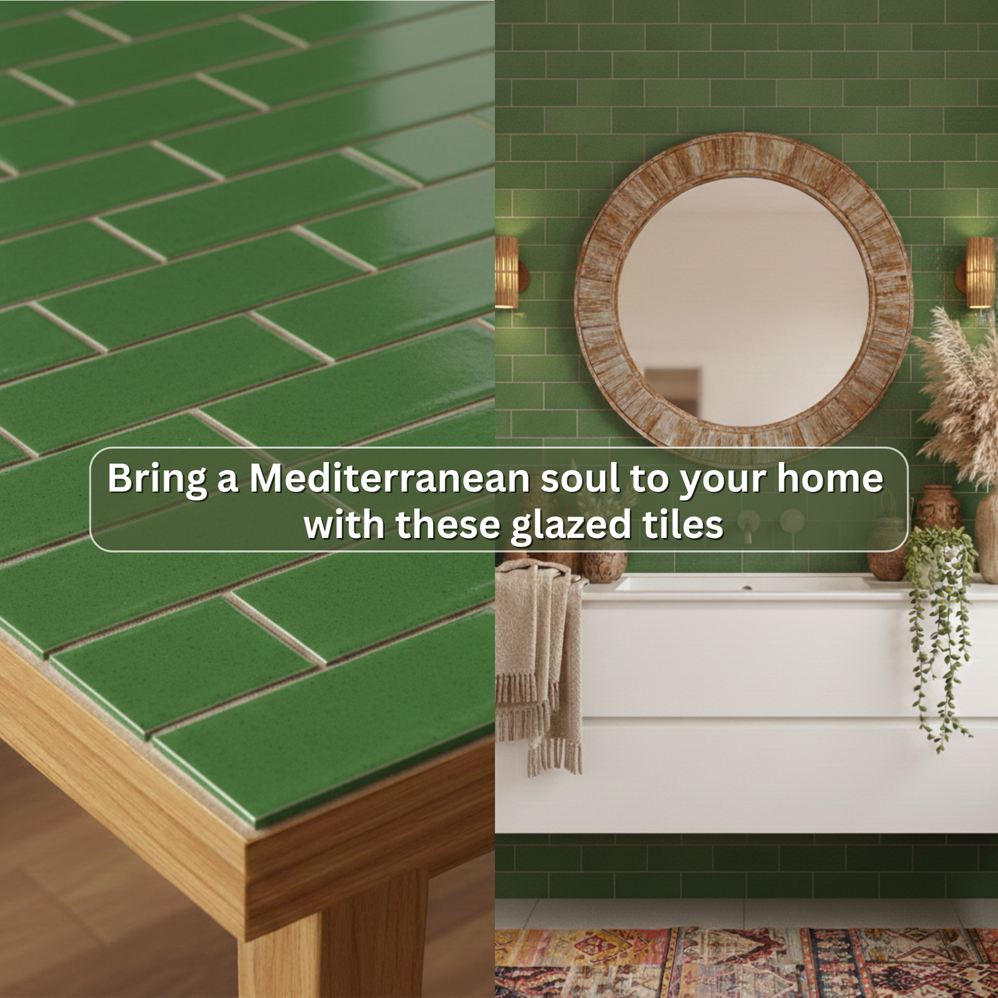 Misty Green Brick Shape Tile (6x3 inch)