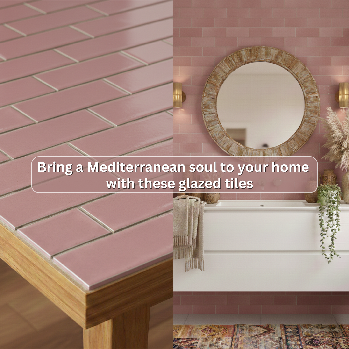 Dusty Rose Brick Shape Tile (6x3 inch)