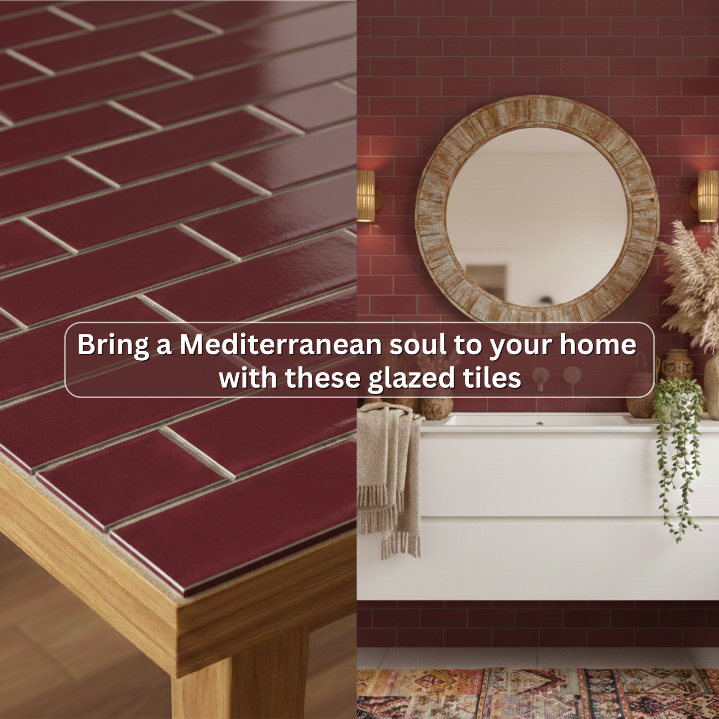 Deep Red Brick Shape Tile (6x3 inch)