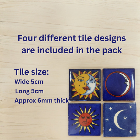 "Sol y Luna" Tile Collection - 50 x 5cm Assorted Talavera Mexican Handmade Tiles