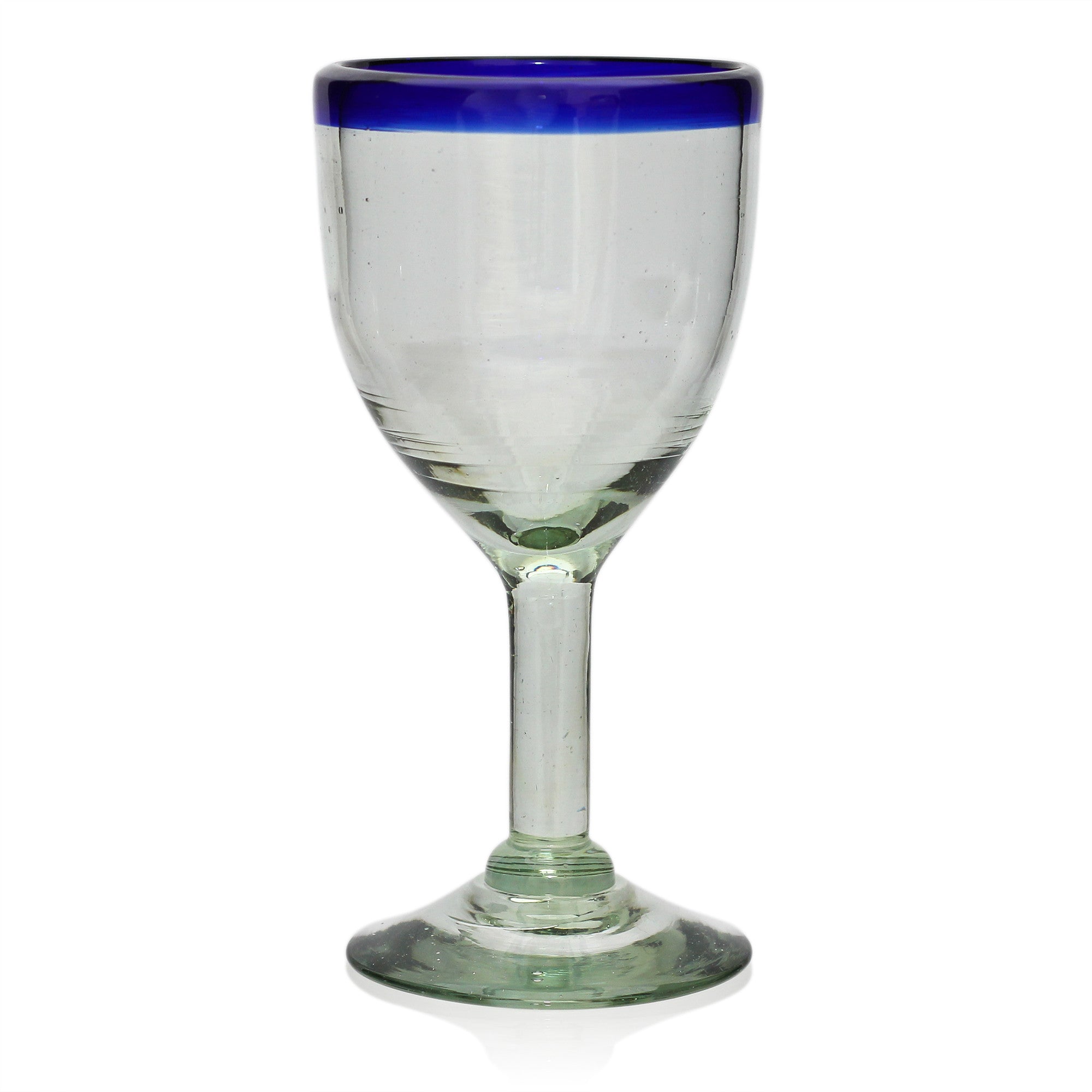 Blue Rim Wine Glass - Recycled Glass – Tumia Tiles