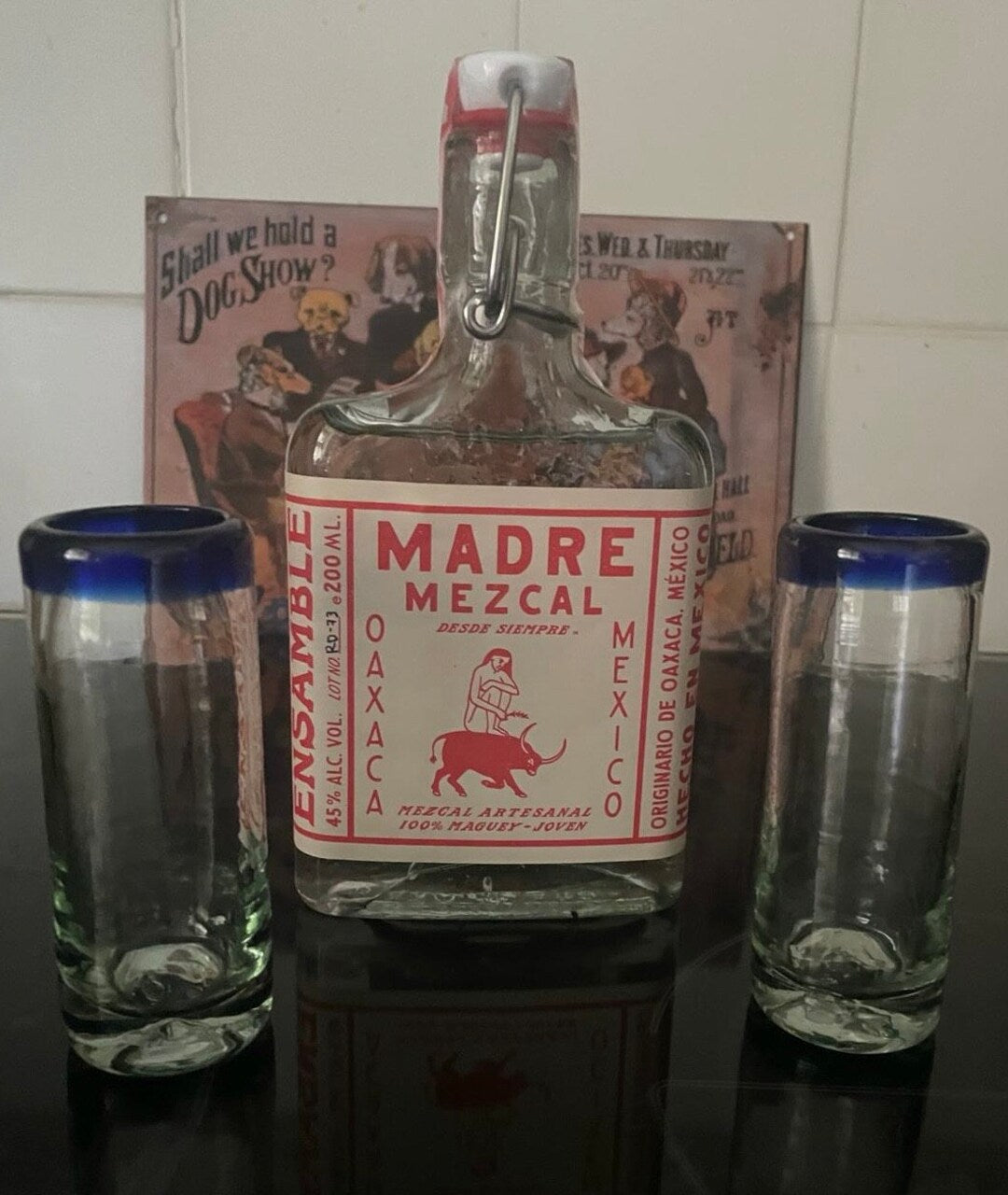 Blue Rim Shot Glass - Recycled Glass