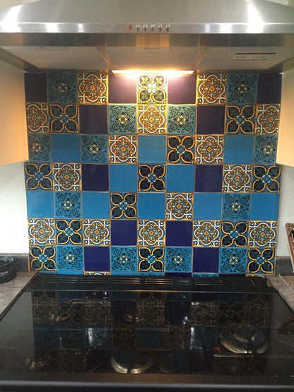 "Azul Brillante" Tile Collection - 25 x 10.5cm Assorted Talavera Mexican Handmade Tiles