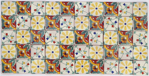 "Los Florals" Tile Collection - 50 x 5cm Assorted Talavera Mexican Handmade Tiles