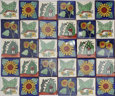"México Naturaleza" Tile Collection - 50 x 5cm Assorted Talavera Mexican Handmade Tiles