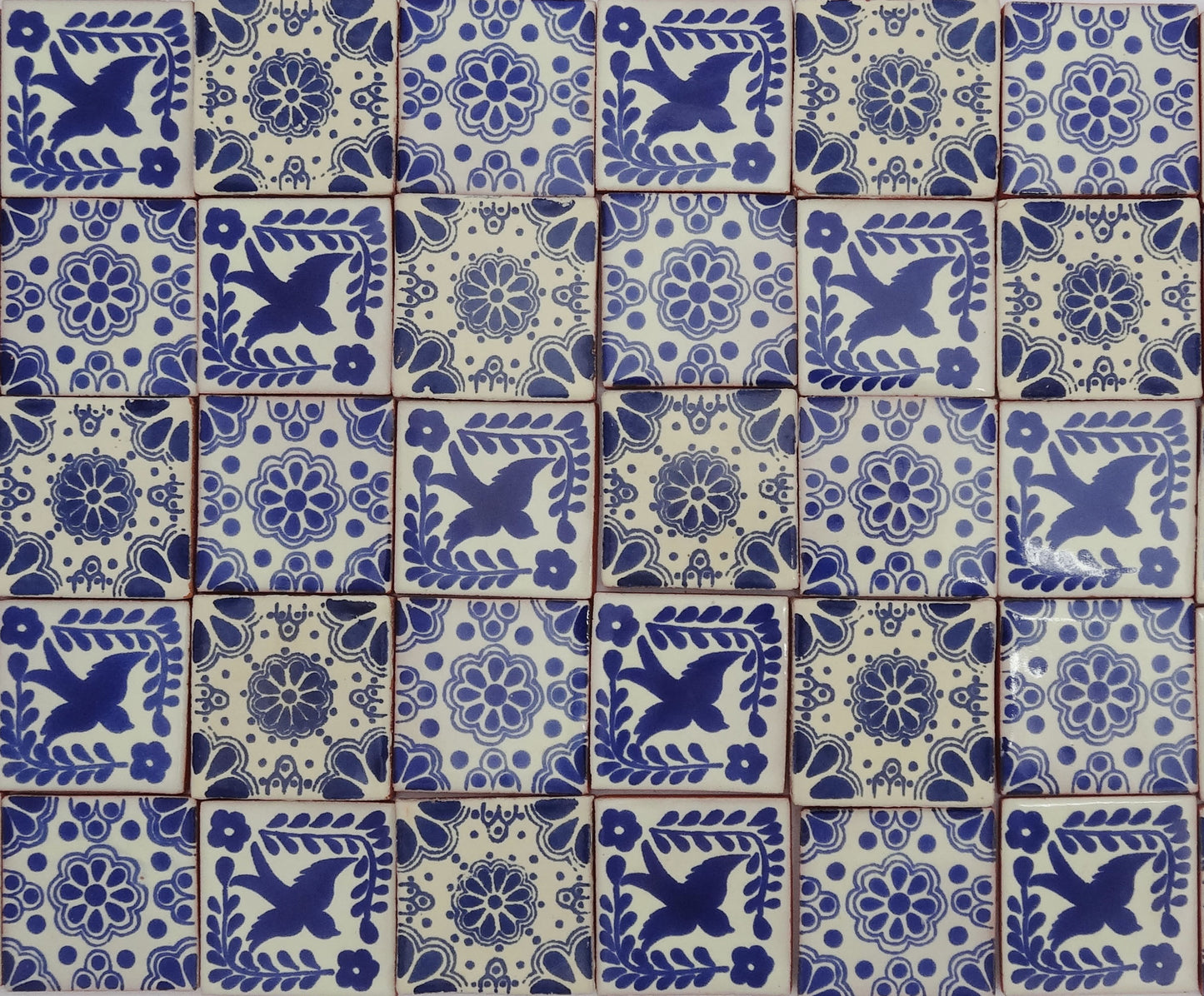 "Azul y Blanco" Tile Collection - 50 x 5cm Assorted Talavera Mexican Handmade Tiles