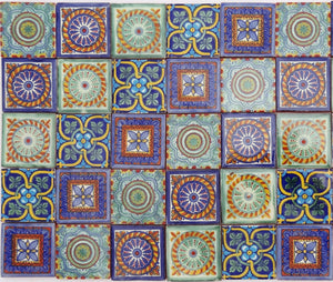 "Hermosos Patrones" Tile Collection - 50 x 5cm Assorted Talavera Mexican Handmade Tiles