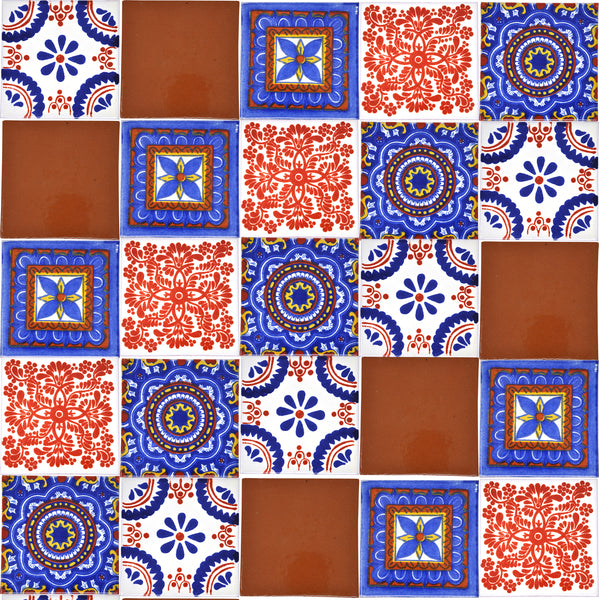"Notas de Naranja" Tile Collection - 25 x 10.5cm Assorted Talavera Mexican Handmade Tiles