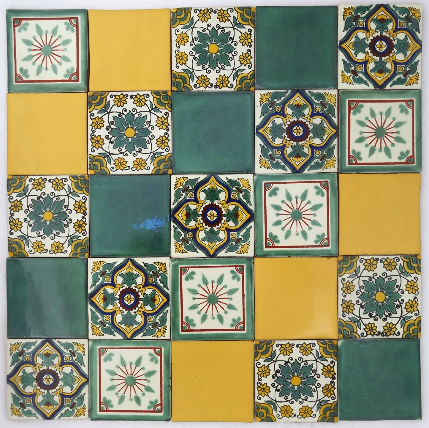 "Fresco" Tile Collection - 25 x 10.5cm Assorted Talavera Mexican Handmade Tiles