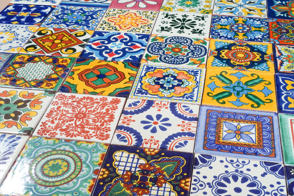 "Aleatorio" Tile Collection - 36 x 10.5cm Assorted Talavera Mexican Handmade Tiles