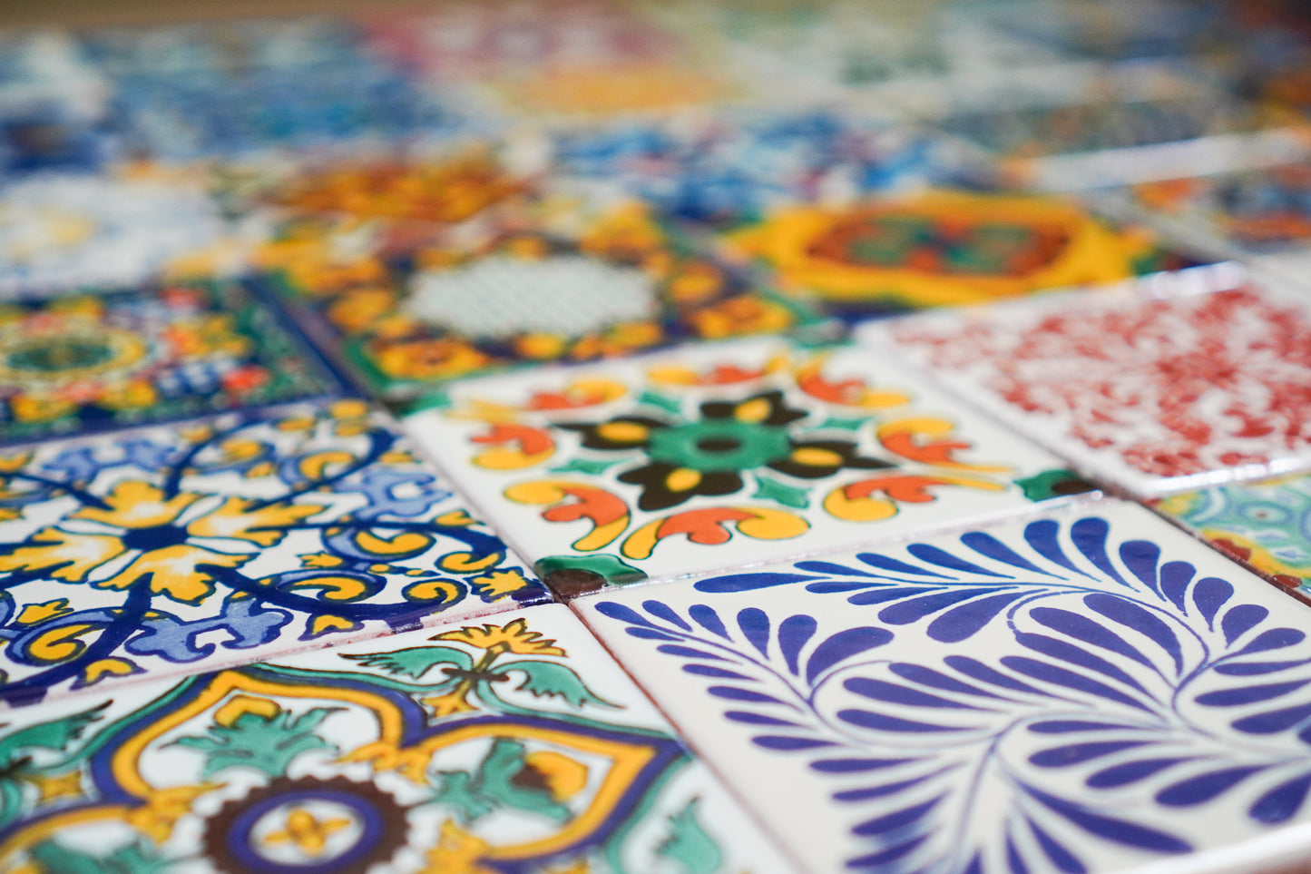 "Aleatorio" Tile Collection - 36 x 10.5cm Assorted Talavera Mexican Handmade Tiles