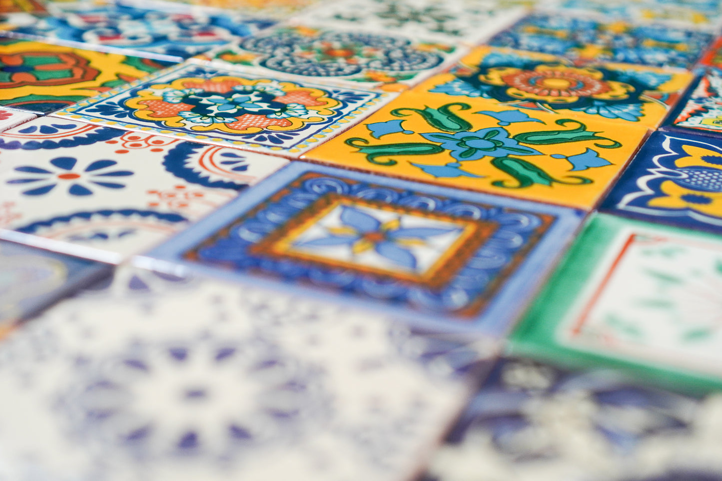 "Aleatorio" Tile Collection - 36 x 10.5cm Assorted Talavera Mexican Handmade Tiles