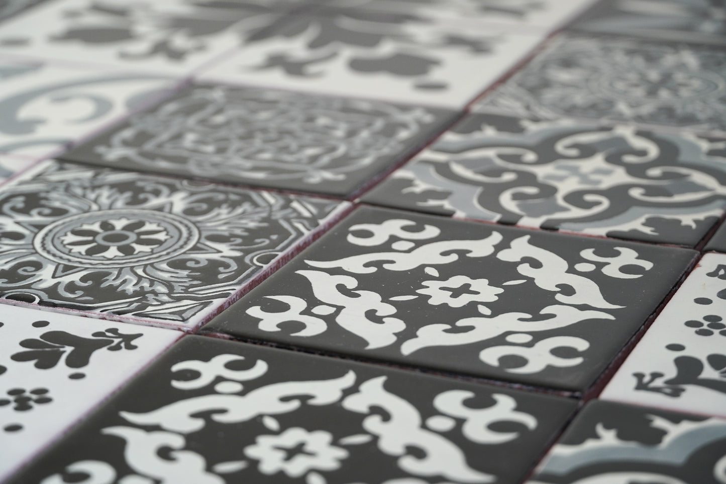 "Escala de grises" Tile Collection - 36 x 10.5cm Assorted Talavera Mexican Handmade Tiles