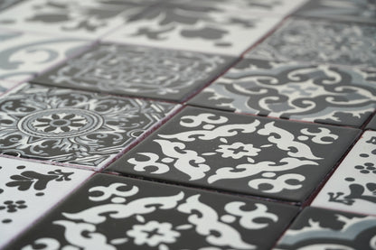 "Escala de grises" Tile Collection - 36 x 10.5cm Assorted Talavera Mexican Handmade Tiles